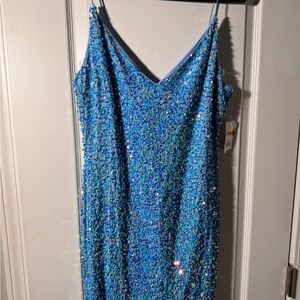 Crystal Doll Elegant Blue Sequin Dress